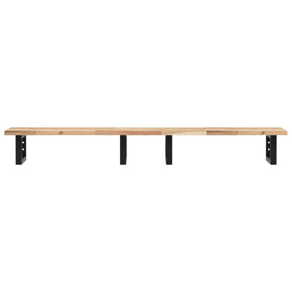 Badkamer Wandschap Staal En Massief Acaciahout 1 120 x 40 x 2 cm Bruin en zwart