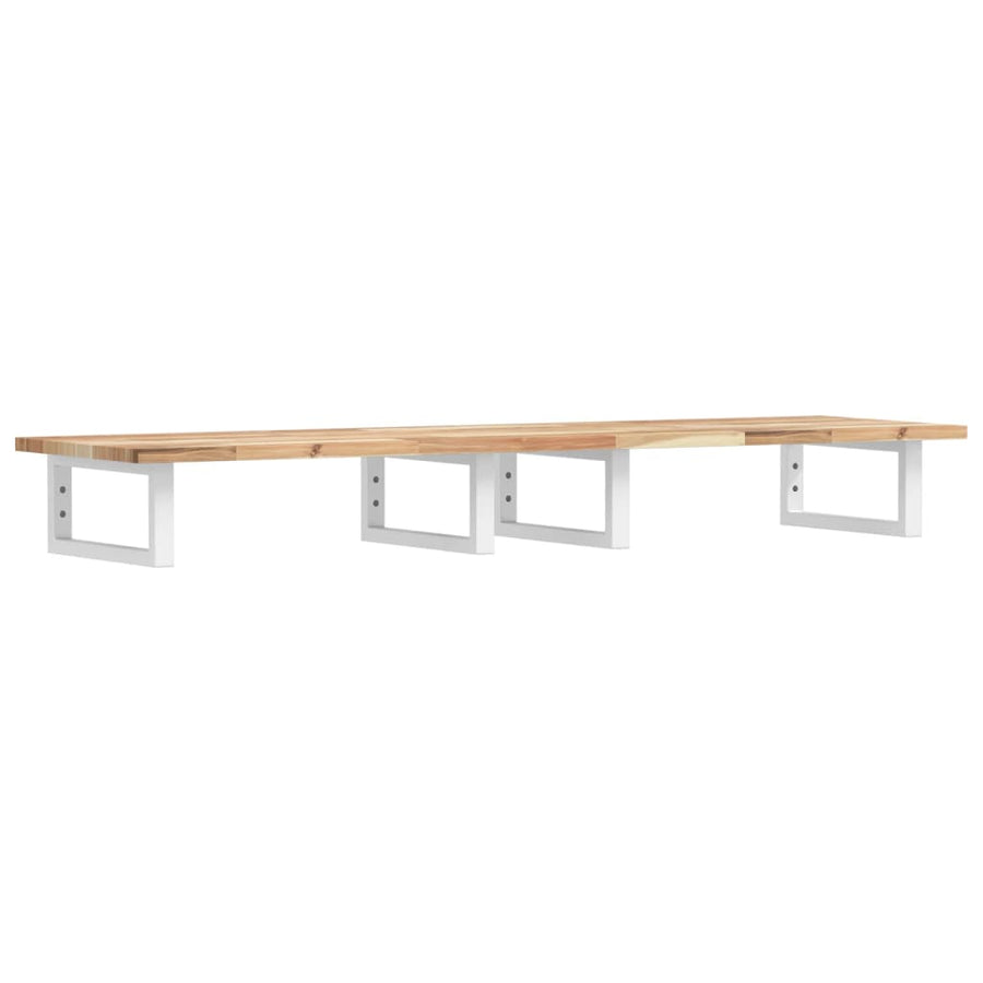 Badkamer Wandschap Staal En Massief Acaciahout 1 140 x 40 x 2 cm Bruin en wit