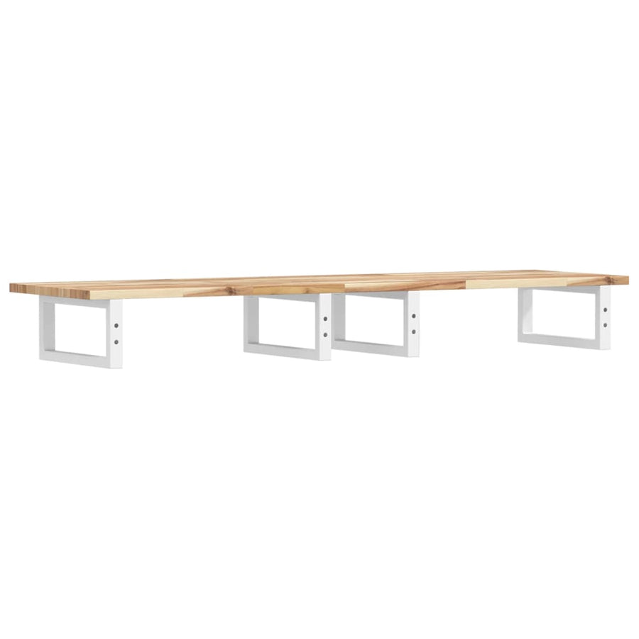 Badkamer Wandschap Staal En Massief Acaciahout 1 140 x 40 x 2 cm Bruin en wit