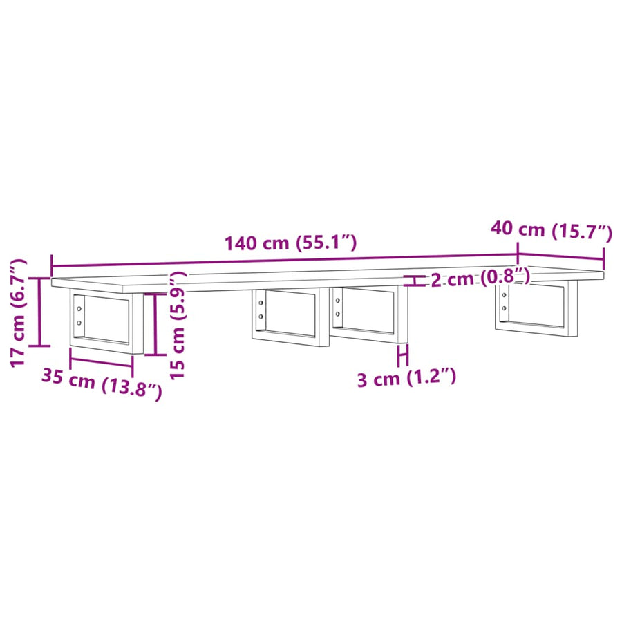 Badkamer Wandschap Staal En Massief Acaciahout 1 140 x 40 x 2 cm Bruin en wit