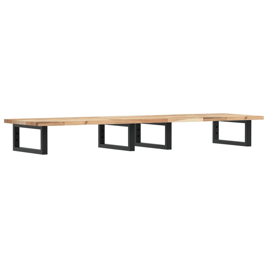Badkamer Wandschap Staal En Massief Acaciahout 1 140 x 40 x 2 cm Bruin en zwart
