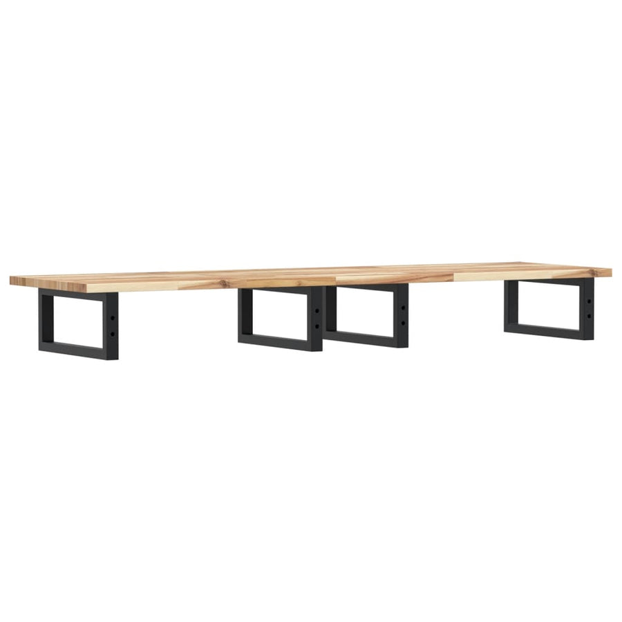 Badkamer Wandschap Staal En Massief Acaciahout 1 140 x 40 x 2 cm Bruin en zwart