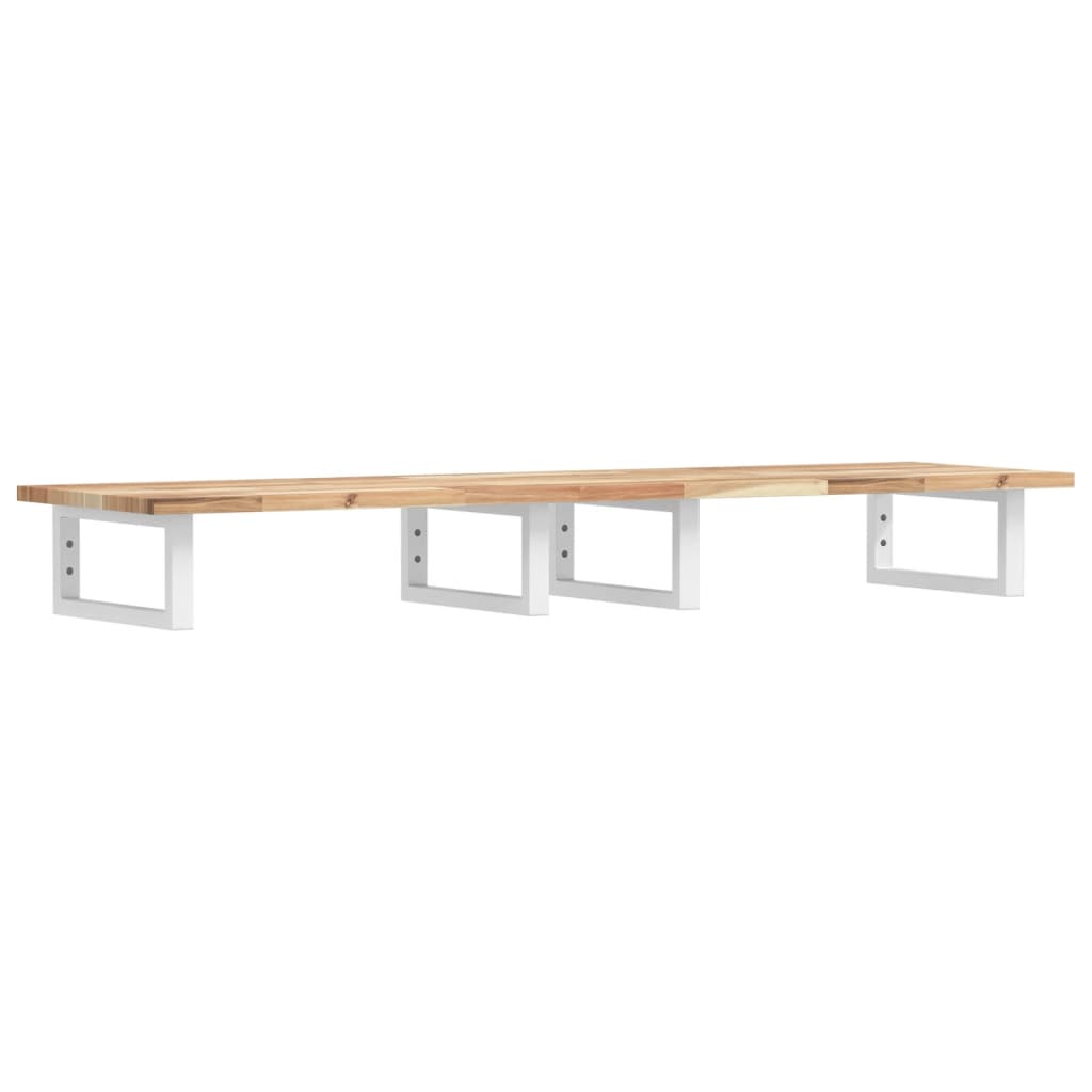 Badkamer Wandschap Staal En Massief Acaciahout 1 160 x 40 x 2 cm Bruin en wit