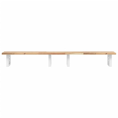 Badkamer Wandschap Staal En Massief Acaciahout 1 160 x 40 x 2 cm Bruin en wit