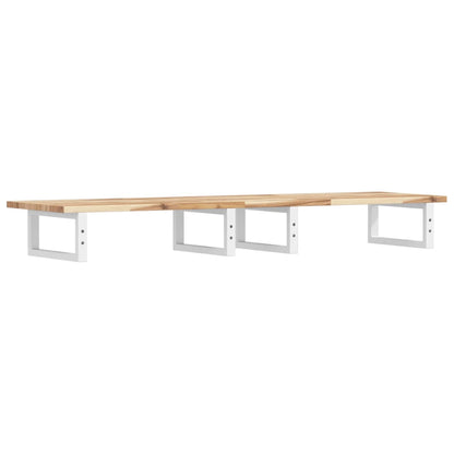 Badkamer Wandschap Staal En Massief Acaciahout 1 160 x 40 x 2 cm Bruin en wit