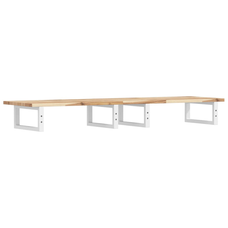 Badkamer Wandschap Staal En Massief Acaciahout 1 160 x 40 x 2 cm Bruin en wit