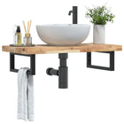 Bathroom wall shelf steel and solid acacia wood