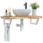 Bathroom wall shelf steel and solid acacia wood