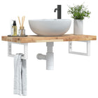 Bathroom wall shelf steel and solid acacia wood