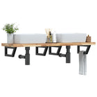 Bathroom wall shelf steel and solid acacia wood