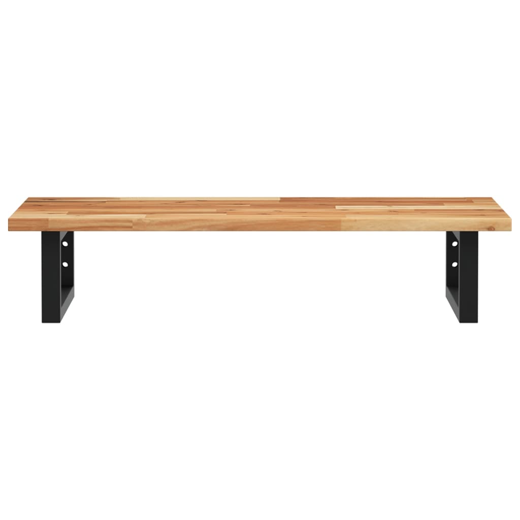 Badkamer Wandschap Staal En Massief Acaciahout 1 60 x 40 x 2 cm Donkerbruin en zwart