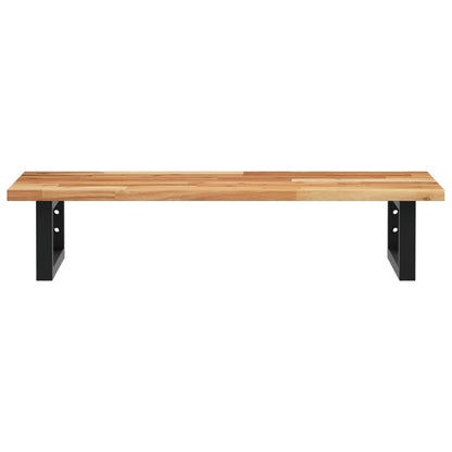 Badkamer Wandschap Staal En Massief Acaciahout 1 60 x 40 x 2 cm Donkerbruin en zwart