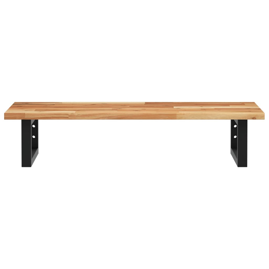 Badkamer Wandschap Staal En Massief Acaciahout 1 60 x 40 x 2 cm Donkerbruin en zwart