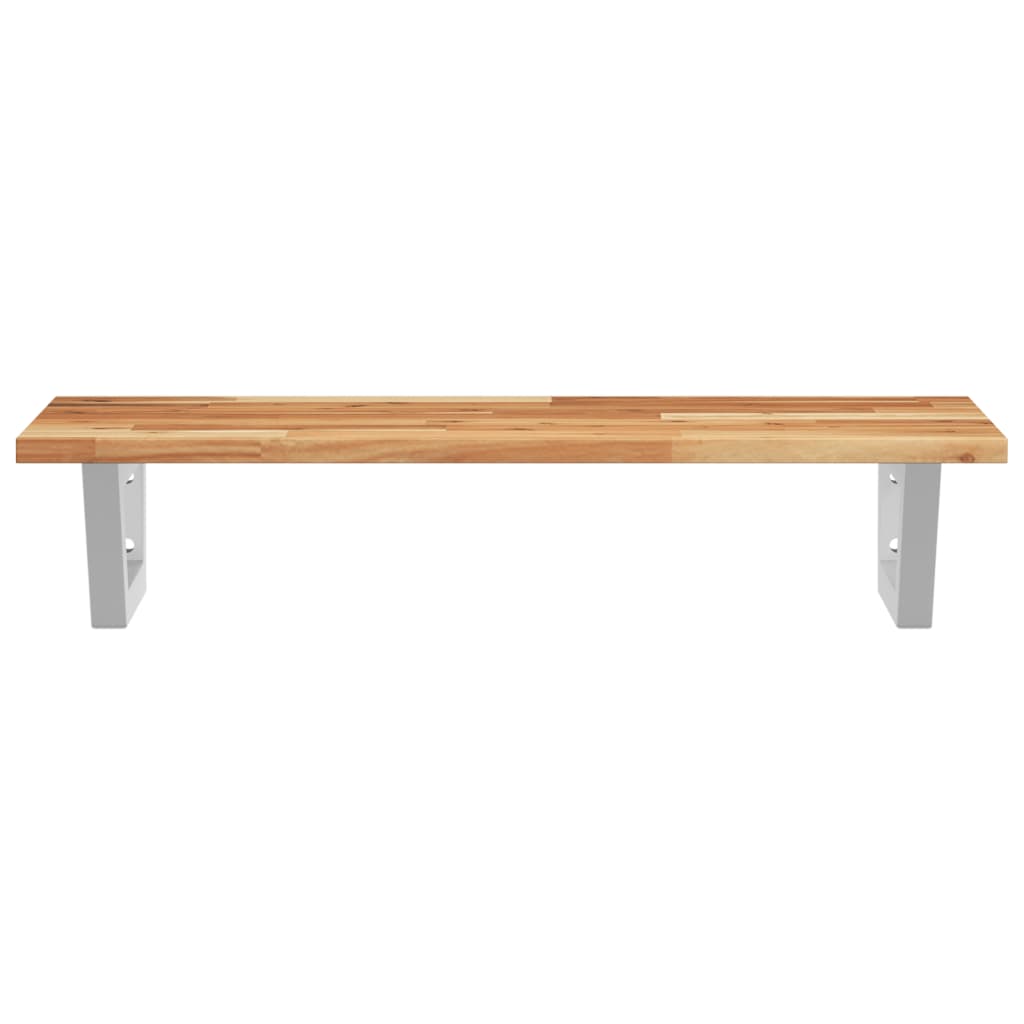 Badkamer Wandschap Staal En Massief Acaciahout 1 60 x 40 x 2 cm Donkerbruin en zwart