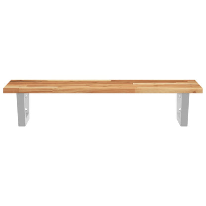 Badkamer Wandschap Staal En Massief Acaciahout 1 60 x 40 x 2 cm Donkerbruin en zwart