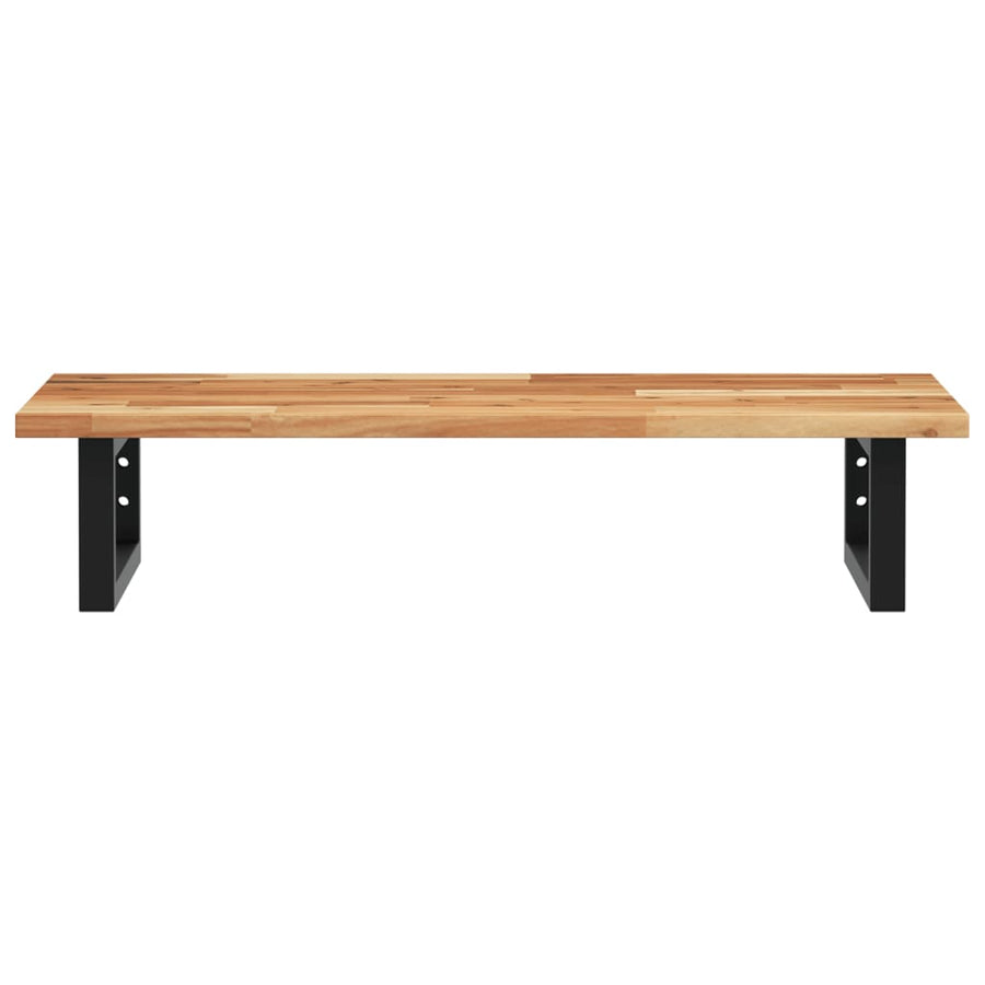 Badkamer Wandschap Staal En Massief Acaciahout 1 100 x 40 x 2 cm Donkerbruin en zwart