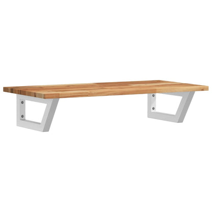 Badkamer Wandschap Staal En Massief Acaciahout 1 100 x 40 x 2 cm Donkerbruin en wit