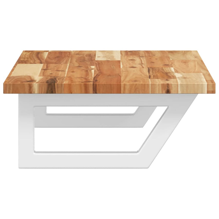 Badkamer Wandschap Staal En Massief Acaciahout 1 100 x 40 x 2 cm Donkerbruin en wit