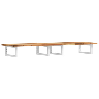 Badkamer Wandschap Staal En Massief Acaciahout 1 120 x 40 x 2 cm Donkerbruin en wit