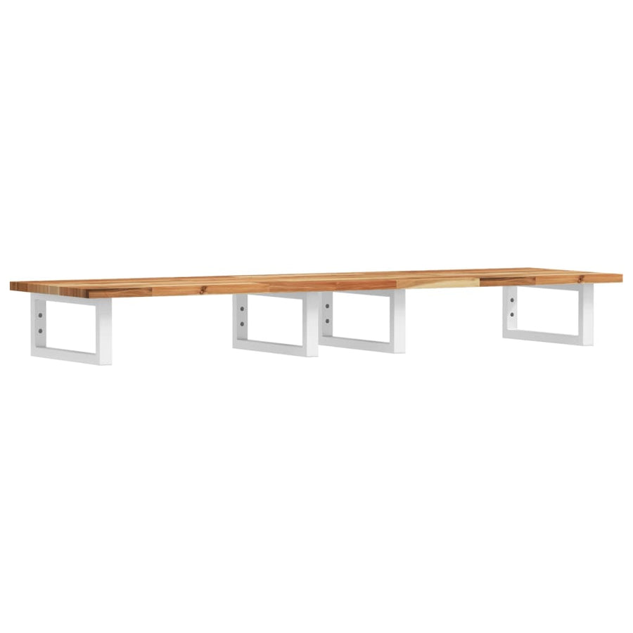 Badkamer Wandschap Staal En Massief Acaciahout 1 120 x 40 x 2 cm Donkerbruin en wit