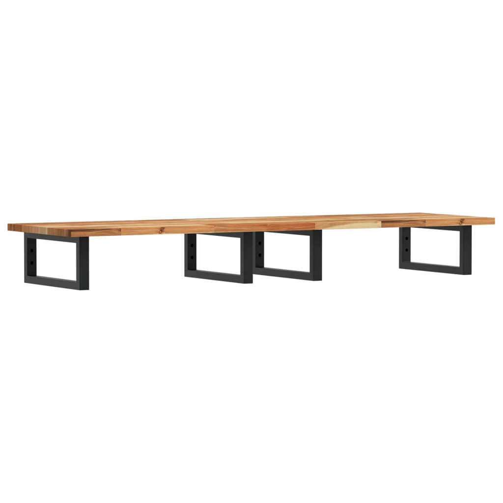Badkamer Wandschap Staal En Massief Acaciahout 1 120 x 40 x 2 cm Donkerbruin en zwart