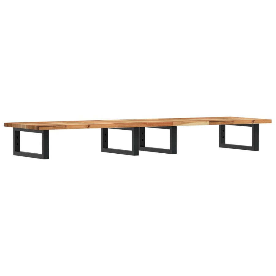 Badkamer Wandschap Staal En Massief Acaciahout 1 120 x 40 x 2 cm Donkerbruin en zwart