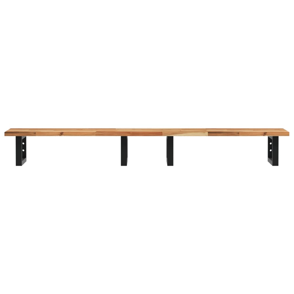Badkamer Wandschap Staal En Massief Acaciahout 1 120 x 40 x 2 cm Donkerbruin en zwart