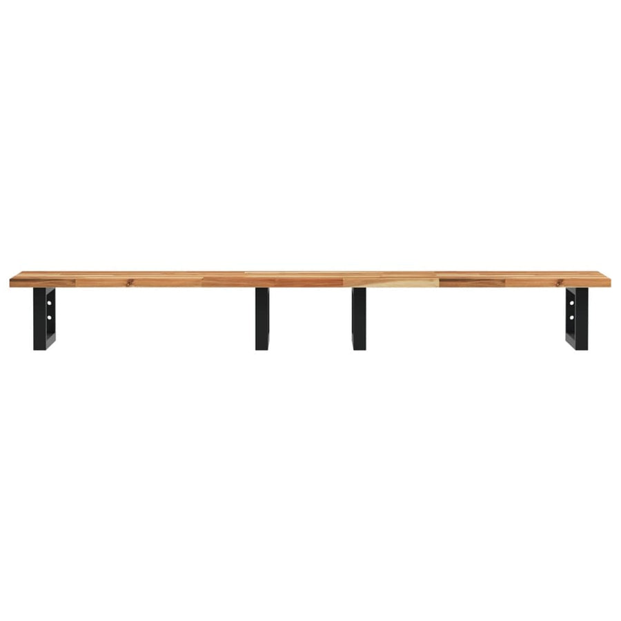 Badkamer Wandschap Staal En Massief Acaciahout 1 120 x 40 x 2 cm Donkerbruin en zwart