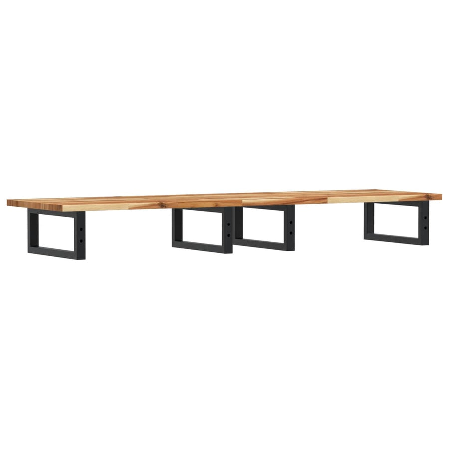 Badkamer Wandschap Staal En Massief Acaciahout 1 120 x 40 x 2 cm Donkerbruin en zwart