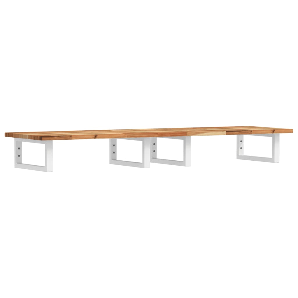 Badkamer Wandschap Staal En Massief Acaciahout 1 140 x 40 x 2 cm Donkerbruin en wit