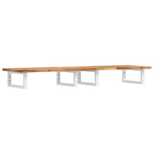 Badkamer Wandschap Staal En Massief Acaciahout 1 140 x 40 x 2 cm Donkerbruin en wit