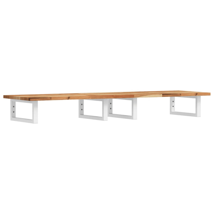Badkamer Wandschap Staal En Massief Acaciahout 1 140 x 40 x 2 cm Donkerbruin en wit