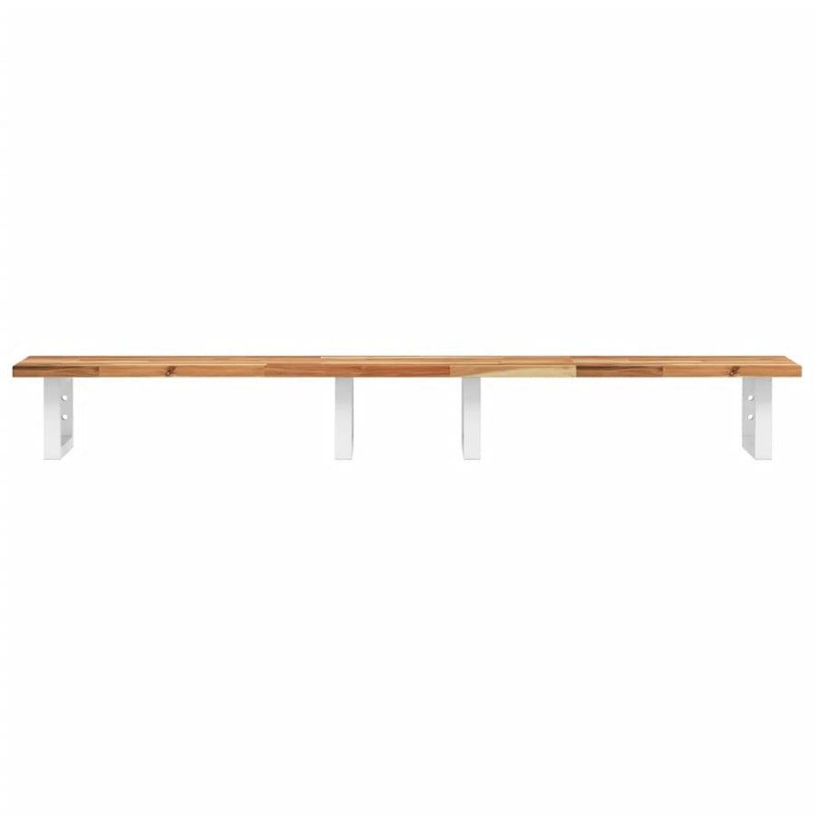 Badkamer Wandschap Staal En Massief Acaciahout 1 140 x 40 x 2 cm Donkerbruin en wit