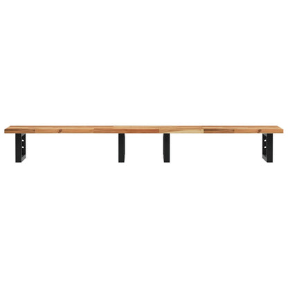 Badkamer Wandschap Staal En Massief Acaciahout 1 140 x 40 x 2 cm Donkerbruin en zwart
