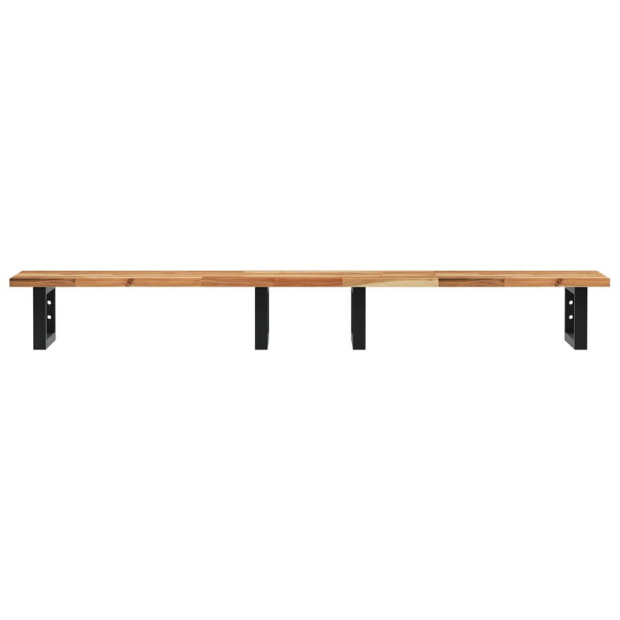 Badkamer Wandschap Staal En Massief Acaciahout 1 140 x 40 x 2 cm Donkerbruin en zwart