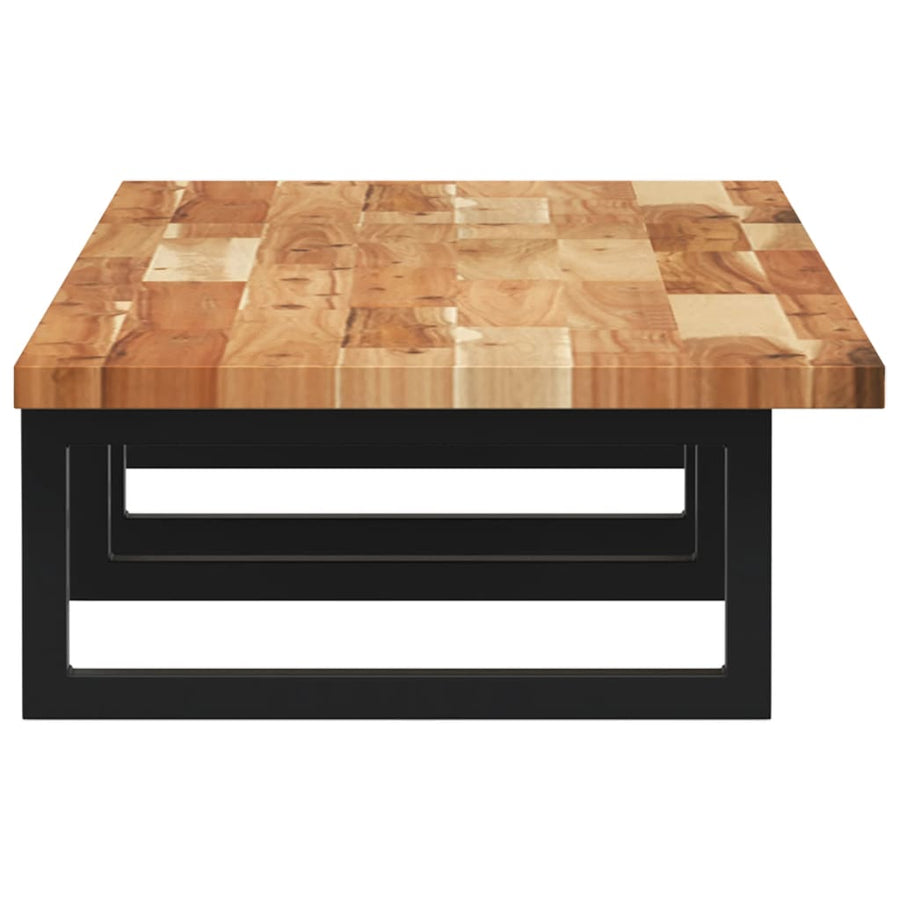 Badkamer Wandschap Staal En Massief Acaciahout 1 140 x 40 x 2 cm Donkerbruin en zwart