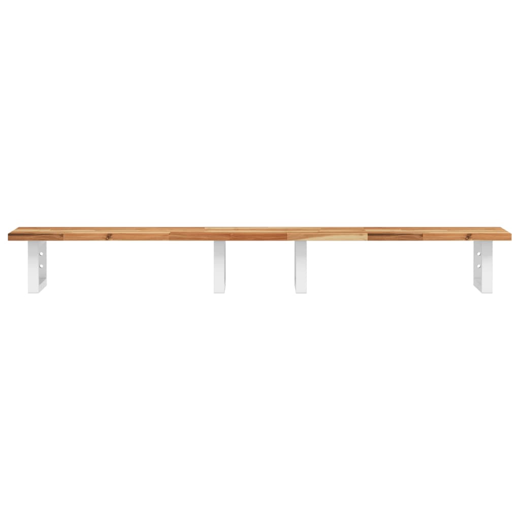 Badkamer Wandschap Staal En Massief Acaciahout 1 160 x 40 x 2 cm Donkerbruin en wit