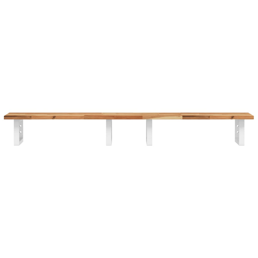 Badkamer Wandschap Staal En Massief Acaciahout 1 160 x 40 x 2 cm Donkerbruin en wit