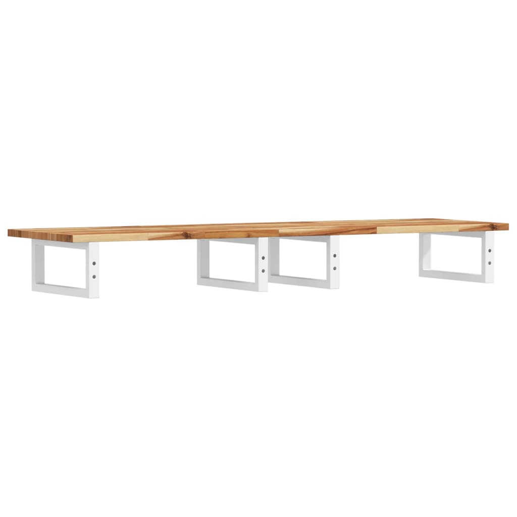 Badkamer Wandschap Staal En Massief Acaciahout 1 160 x 40 x 2 cm Donkerbruin en wit