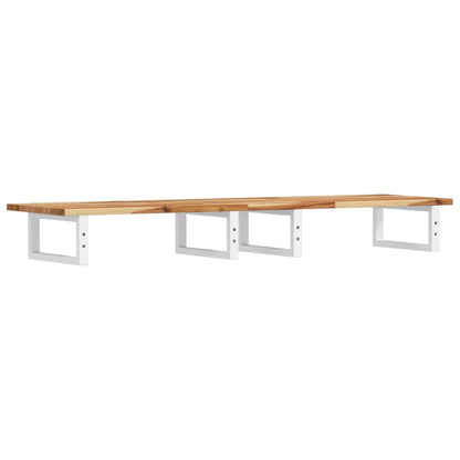 Badkamer Wandschap Staal En Massief Acaciahout 1 160 x 40 x 2 cm Donkerbruin en wit