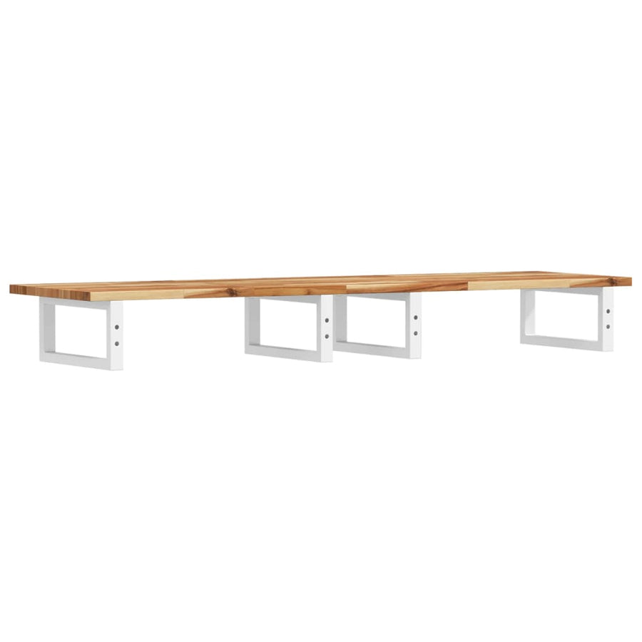 Badkamer Wandschap Staal En Massief Acaciahout 1 160 x 40 x 2 cm Donkerbruin en wit