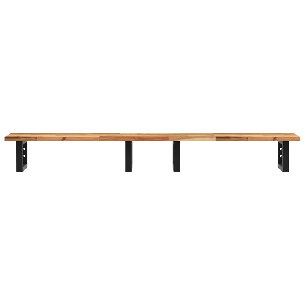 Badkamer Wandschap Staal En Massief Acaciahout 1 160 x 40 x 2 cm Donkerbruin en zwart