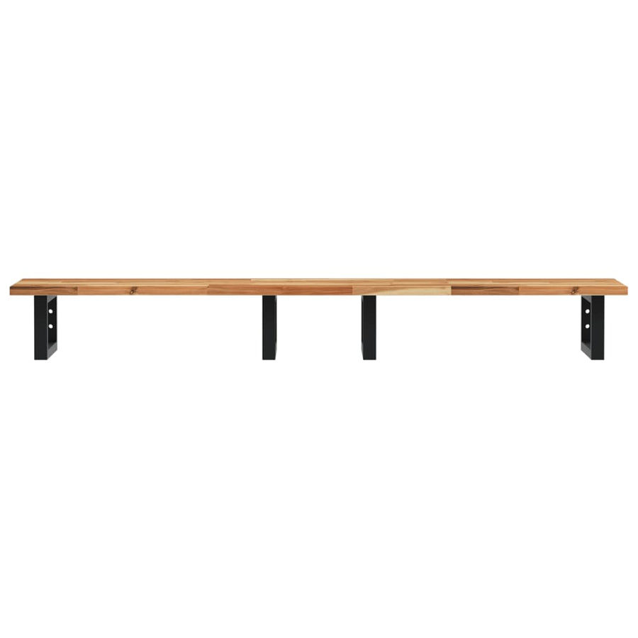 Badkamer Wandschap Staal En Massief Acaciahout 1 160 x 40 x 2 cm Donkerbruin en zwart