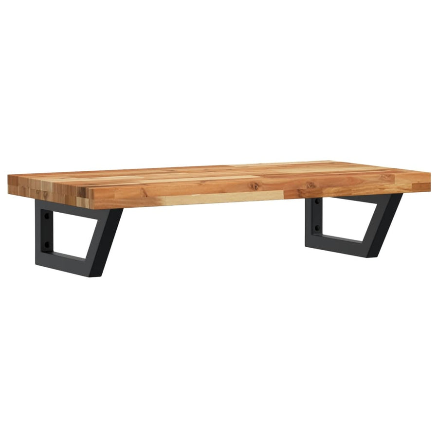 Badkamer Wandschap Staal En Massief Acaciahout 1 60 x 40 x 4 cm Donkerbruin en zwart