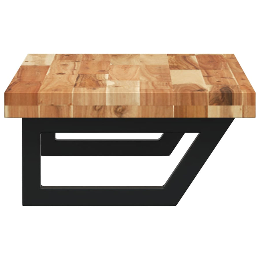 Badkamer Wandschap Staal En Massief Acaciahout 1 60 x 40 x 4 cm Donkerbruin en zwart