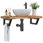Bathroom wall shelf steel and solid acacia wood