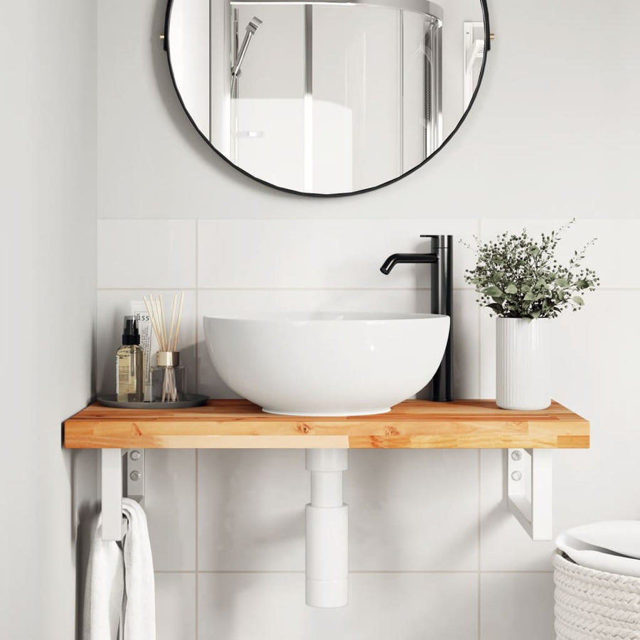 Badkamer Wandschap Staal En Massief Acaciahout 1