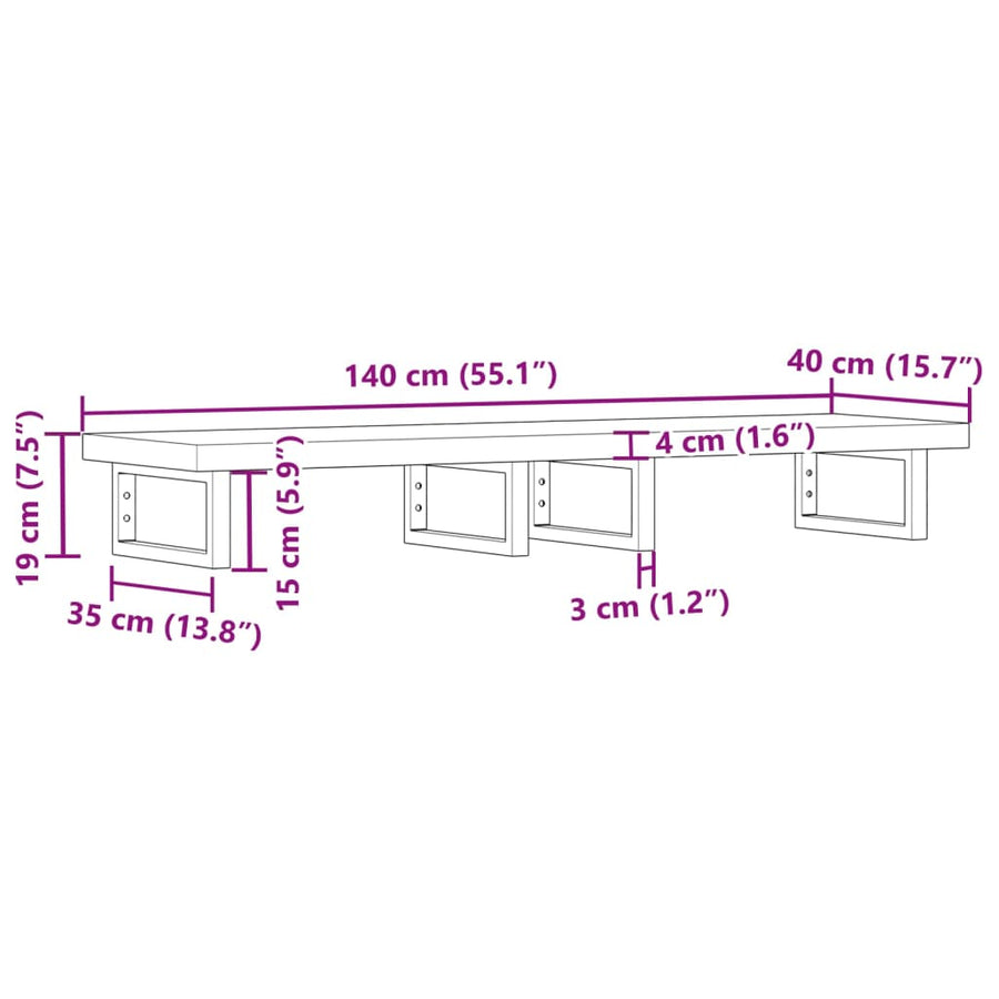Badkamer wandschap staal en massief acaciahout