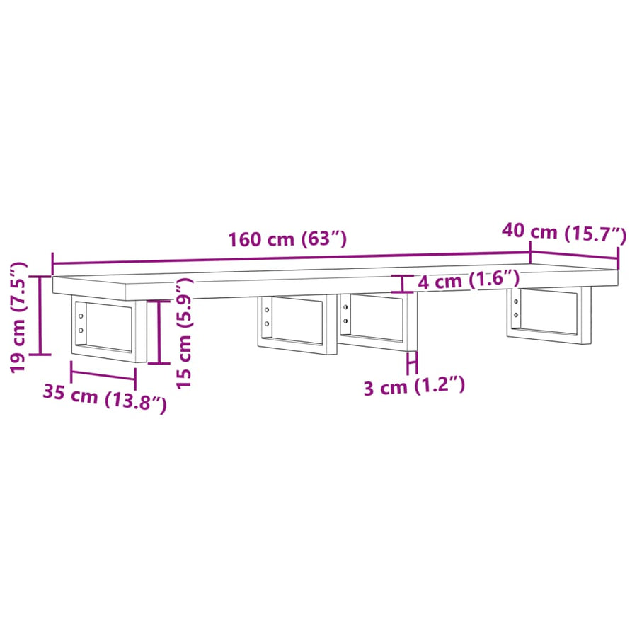 Badkamer wandschap staal en massief acaciahout