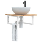 Bathroom Wall Shelf Steel And Solid Acacia Wood 1